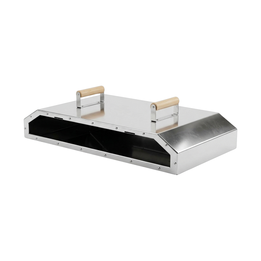 The Double braai pizza oven, angled left