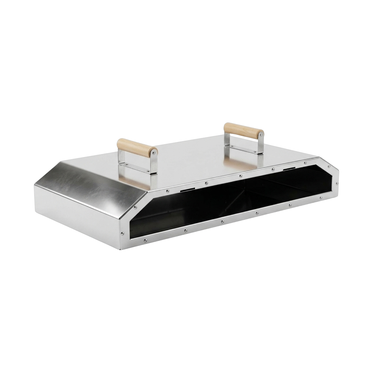 The Double braai pizza oven, angled right