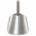 Stainless steel pizza scoop with PIZZA cut-out handle, front view